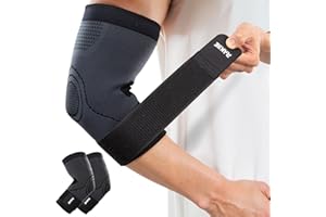 Rakiie Elbow Support Brace for Men and Women, 2 Pack Elbow Compression Sleeve, Elbow Brace for Tendonitis and Tennis Elbow, Elbow Sleeve Reduce Joint Pain for Tennis, Golfer, Workouts Black (M)