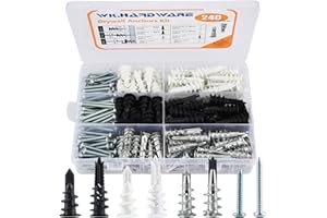 WK.HARDWARE Dry Wall Anchors and Screws Kit 240Pcs,Wall Anchors and Screws for Drywall - Dry Wall Anchor Set with 120 Self Drilling Drywall Anchors 120#8 Screws for Sheetrock Gypsum - No Pilot Hole Required