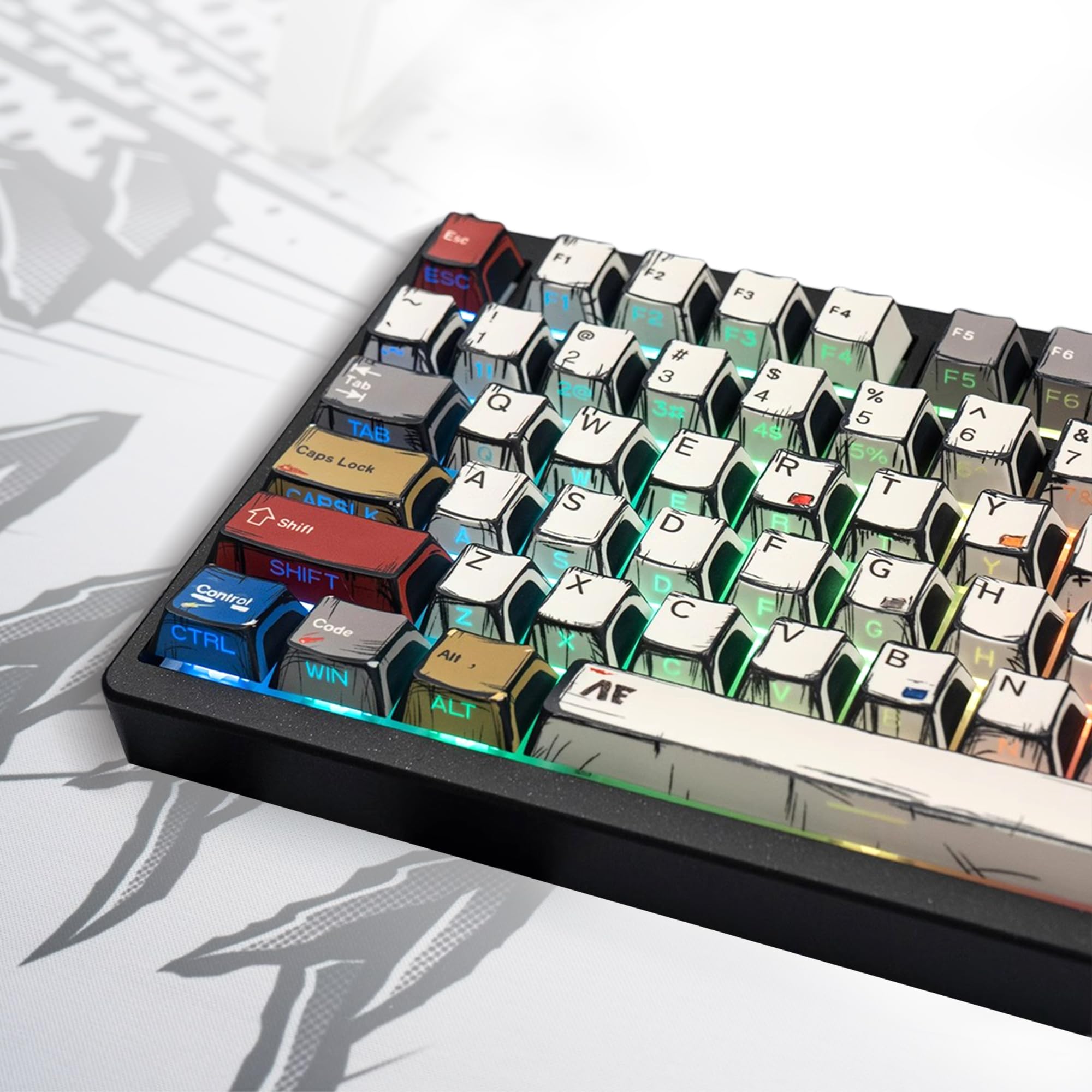 Photo 1 of 137 Versatile PBT Keycaps, No Tear, Never Fades and Vibrant Keycaps for Mechanical Keyboard (Typing, Gaming or Anime Passion) RGB Backlit, Ergonomic (Doubleshot, MX, 100%,75%,65%,60% Fit All, Cherry)