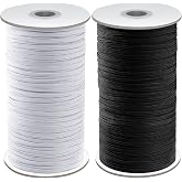 Coopay 300 Yards Length 1/8" Width Elastic Bands Flat Elastic Cord Rope Heavy Stretch Spool Knit for Sewing DIY Projects, Arts &amp; Crafts, 2 Rolls, 150 Yards/Roll (Black and White, 1/8 Inch)