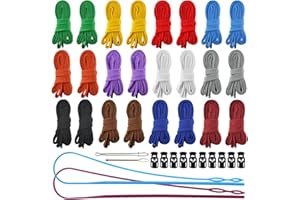 24pcs 12colors Flat Drawstring Cord Replacement, Clothing Hoodie Drawstring with Three Drawstring Threading Devices, Sweatshi