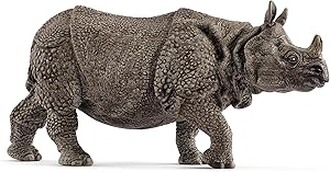 SCHLEICH Wild Life, Animal Figurine, Animal Toys for Boys and Girls 3-8 Years Old, Indian Rhinoceros