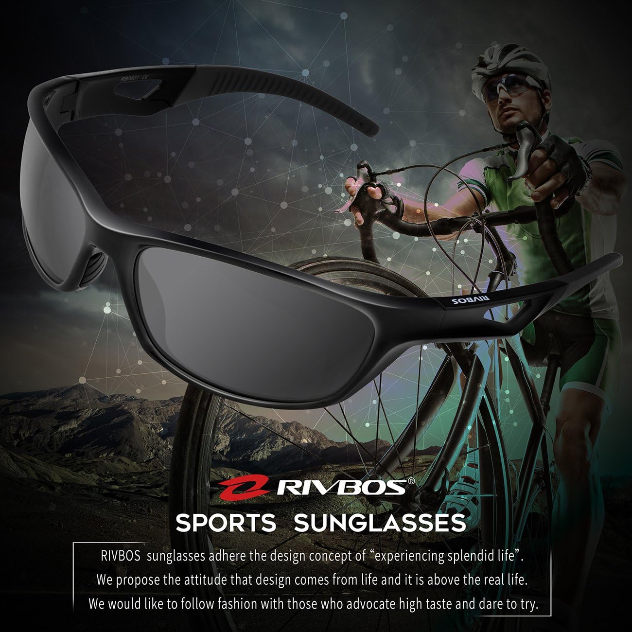 RIVBOS Polarized Sports Sunglasses Driving Sun Glasses Shades for Men Women Tr90 Frame for Cycling Baseball Running Rb831 Black&Grey: Clothing