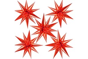 TOTAFAM 60 Pcs Star Foil Balloons Explosion 12 Point Cone Balloons Magic Starburst Balloons Large for Wedding Anniversary Backdrop Birthday Party Decorations (Red)