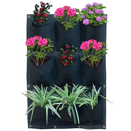 HIPPO - Home Decor - Vertical Planter Garden - Black Color - with 9 Pockets
