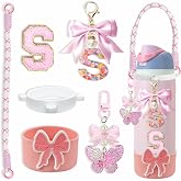 Mengayadi Bow Silicone Boot Set for Owala Water Bottle 24/32/40oz, Strap | Bow silicone boot set with strap, keychains &amp; charms for Owala FreeSip 24/32/40oz bottles, adds style and protection.