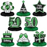 Outus 8 Pieces 50th Green and Black Table Honeycomb Centerpieces 50th Birthday Decorations Red Black Happy 50th Birthday Decorations Centerpieces for Tables Toppers 50 Years Party Supplies