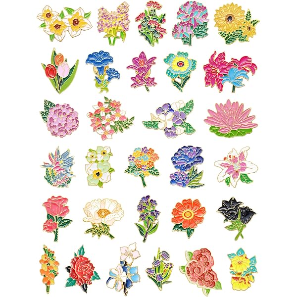 Floral Enamel Pins 40 Pcs Bulk Wildflower Lapel Pin Set Amazon.com: CraftyDream 40 Pcs Flower Enamel Pins Bulk  main image 4