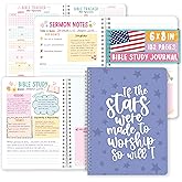 Bible Journal for Women - Guided Bible Study Journal For Women, Church Notes Journals, Sermon Notes Notebook, Christian Gifts For Girls, Journaling Kit and Study Supplies