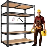 ROOMFAVE Garage Shelving Heavy Duty, 5 Tier,72" H x 35.56" W x 16" D Black | 2250LBS Storage Shelves Adjustable Metal Shelving Unit,Garage Storage Shelves for Pantry Basement Kitchen Warehouse