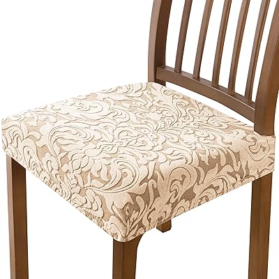 Buy Subrtex Seat Covers For Dining Room Stretch Jacquard Chair Seat Covers Kitchen Chair Covers Removable Washable Chair Seat Protector Slipcovers Set Of 2 Khaki Online In Turkey B08pl1yxmf