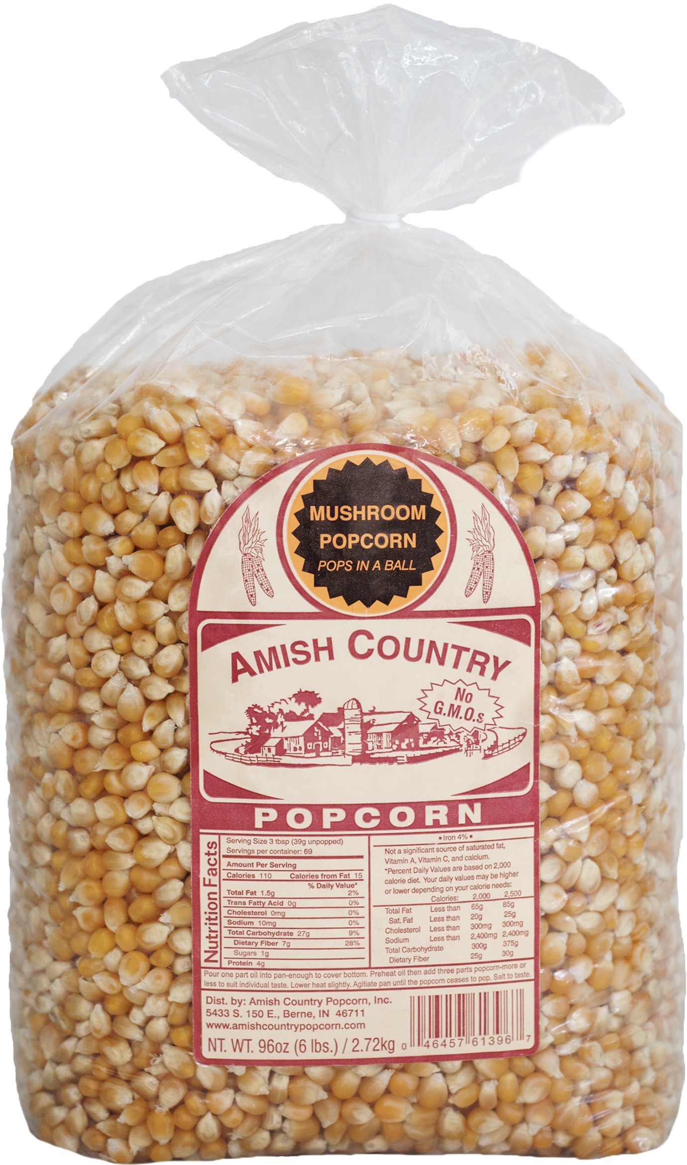 6lb Amish Country Large Crunchy Non GMO Mushroom Popcorn Kernels Snack