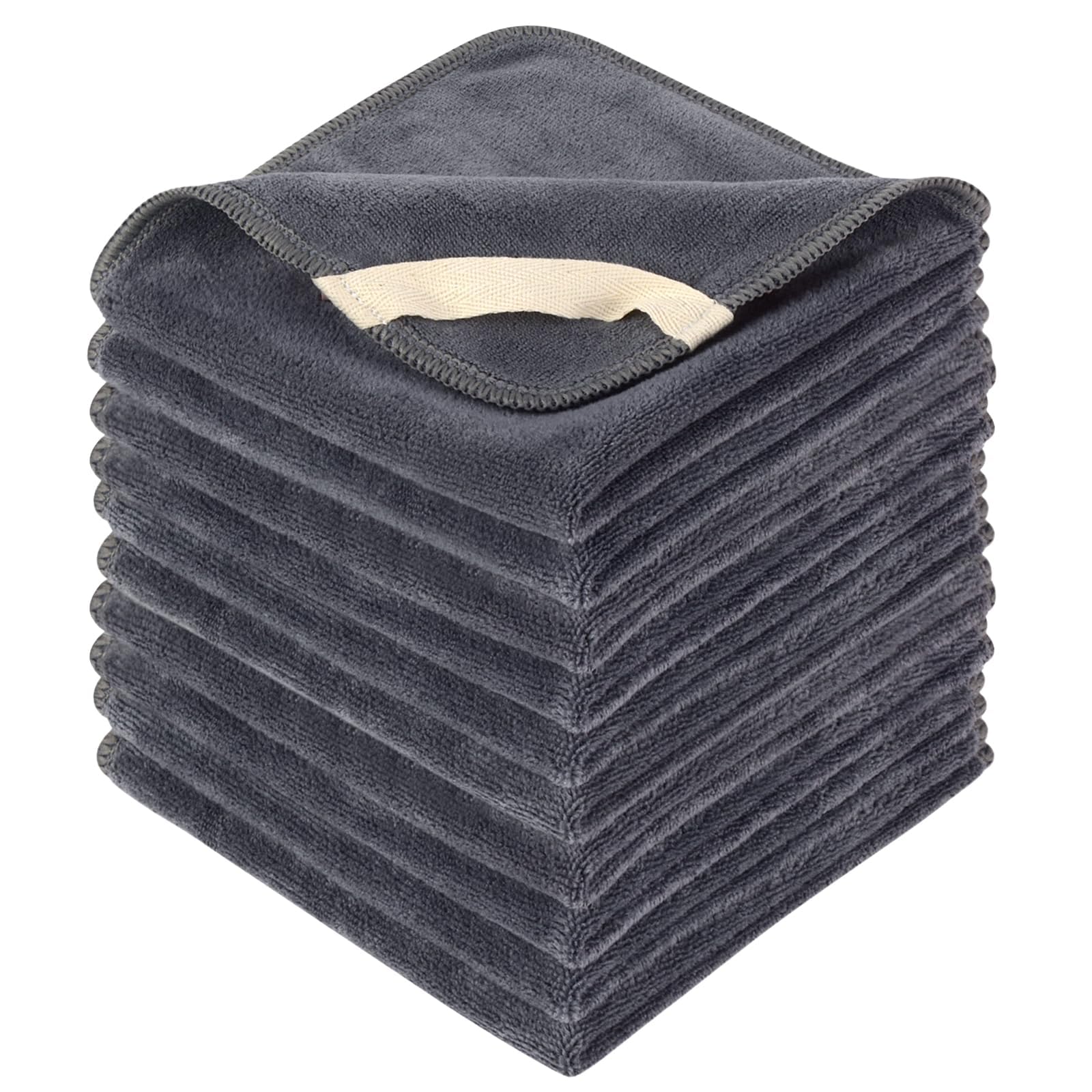 SINLAND Microfiber Facial Cloths Fast Drying Washcloth Absorbent Face Wash Cloth Soft Makeup Remover Cloths 12inch x 12inch Gray