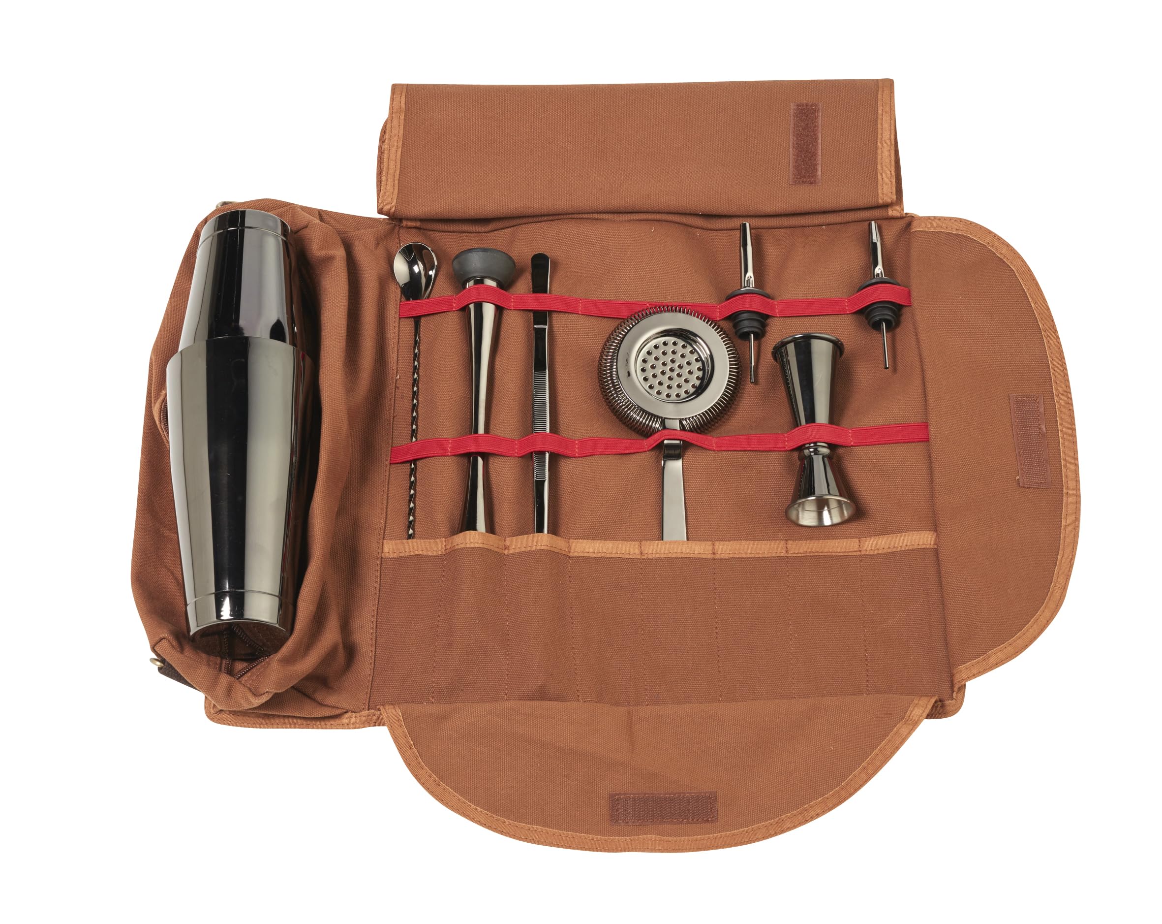 Bartender Case with Bar Accessories Gun Metal Black Storage Bag for Bar Equipment Set Kit Cocktail Portable Travel Mixology (4 Colours Available)