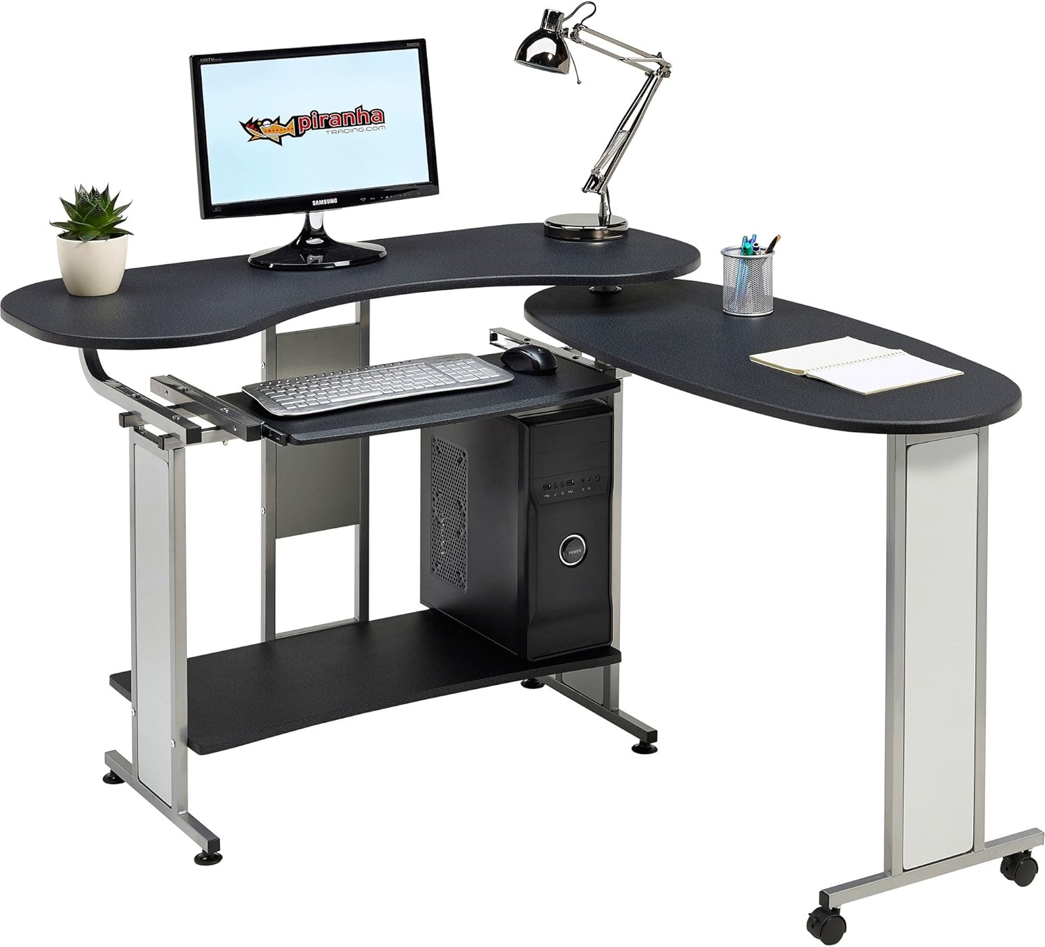 Compact Folding Computer and Writing Desk with Sliding Keyboard Shelf
