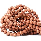 CHEAVIAN 45PCS 8mm Gold Sandstone Gemstone Round Loose Beads for Jewelry Making 1 Strand 15"
