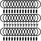 40pcs Curtain Rings with Clips Hooks 1.5 inch Rustproof Matte Metal Stainless Steel Drapery Rings for Tension Rod Bracket Eye