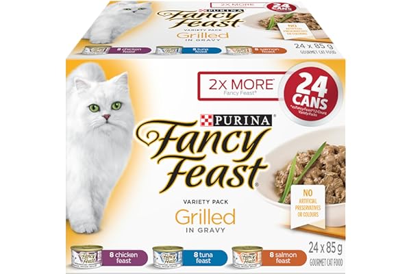 Fancy Feast Grilled Wet Cat Food, in Gravy Variety Pack 3 Flavours - 85 g Can (24 Pack)