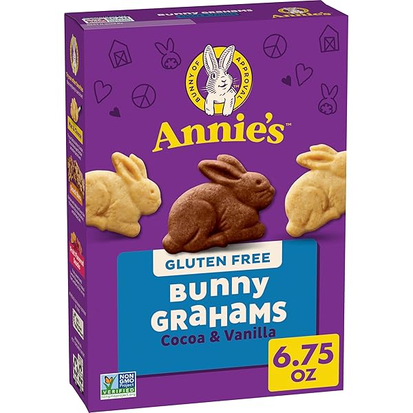 ANNIE’S GLUTEN FREE COCOA AND VANILLA BUNNY COOKIES,...
