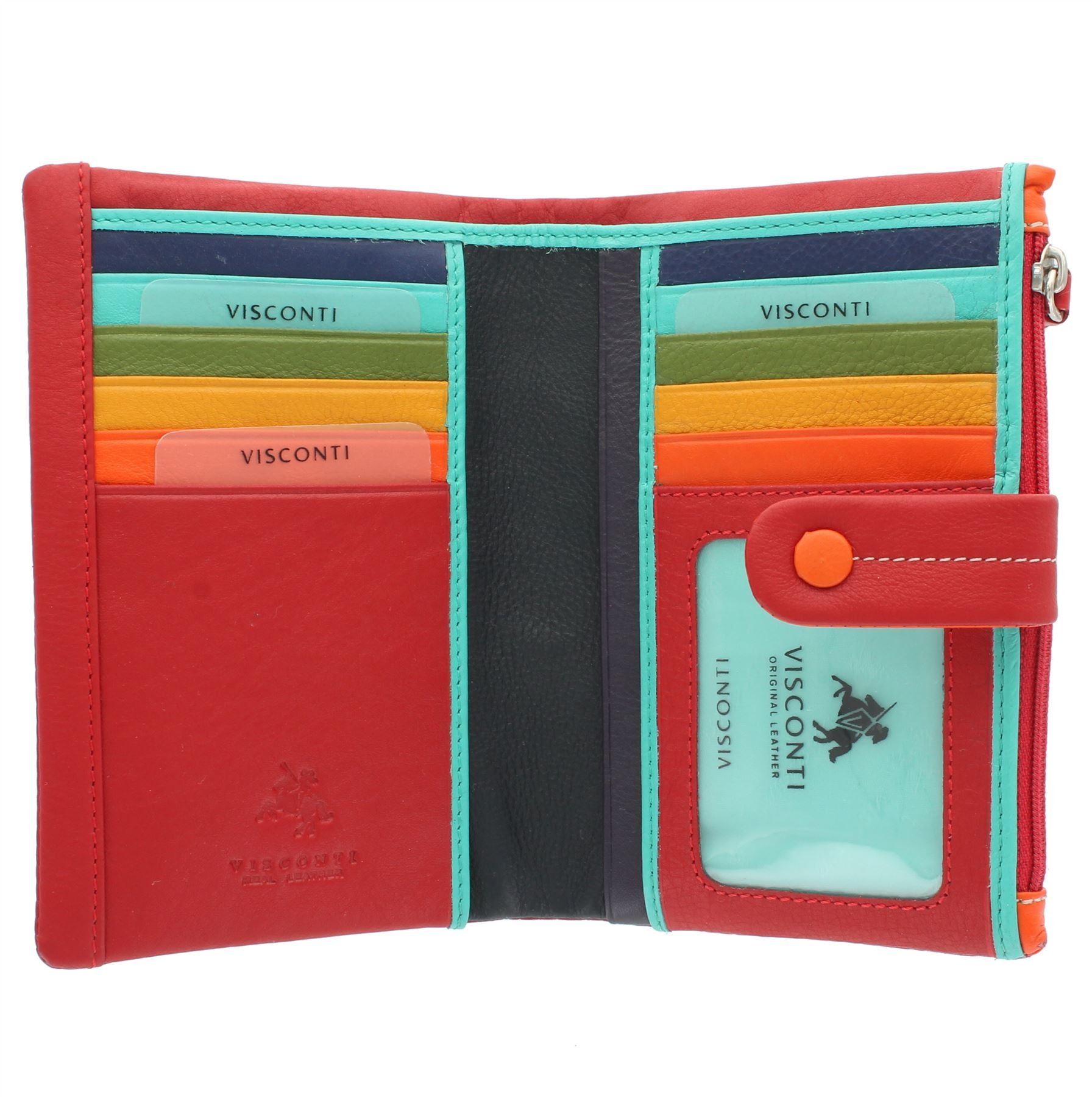 VISCONTI Mimi Collection Malibu Multicoloured Leather Purse M87 Red Multi