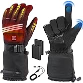 LOTTBUTY Heated Gloves for Men Women, Rechargeable Heated Gloves with 4 Temperature Modes, 7.4V 5000mAh Battery Waterproof Camping Hand Warmers for Motorcycle Skiing Hiking