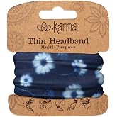 Karma, Thin Headband for Women, Fabric Headband and Stretchy Hair Scarf, Blue Daisies