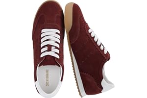 CUSHIONAIRE Topcat 100% Genuine Leather Suede Sneakers for Women, Lightweight Everyday Casual Womens Shoes with Retro Style a