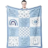 Muxuten Baptism Gifts for Boys, Baptismal Gift Blanket 40"x50", Christian Present, Religious Bible Goddaughter/Godson Catholic Gift Ideas Throw Blankets, Baptism Favors Christening Gift for Boy