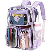 PIG PIG GIRL Clear Backpack for School,Heavy Duty PVC Transparent Bookbag for Girls Stadium Approved See Through Backpack