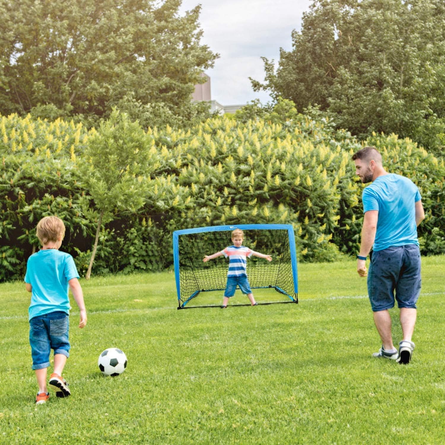 amzdeal Portable Soccer Goal Soccer Nets for Backyard Easy Fold-up Soccer Training Games for Kids and Teens, Set of 2 with Carry Bag : Sports & Outdoors