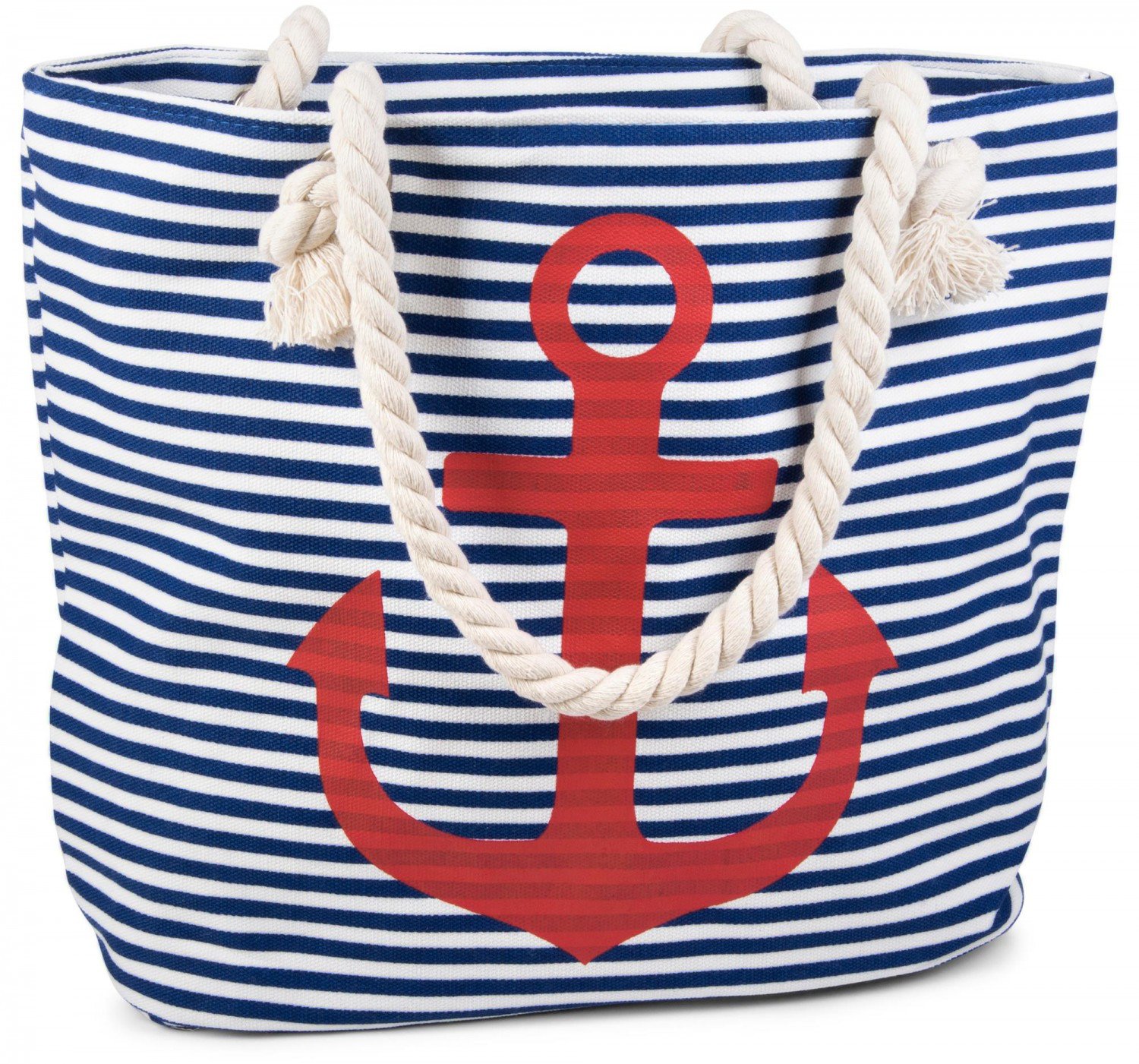 styleBREAKER striped look beach bag with anchor, sling bag, shopper, women 02012038, color:Blue-White/Red