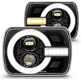 TRUE MODS 7x6 5x7 LED Headlights H6054 H4 2B1 for Vans Trucks DOT Approved | Black, 6x7 Sealed Beam Head Lamp Bulb, Fits Jeep Cherokee XJ Wrangler YJ Ford Econoline Chevy Express GMC Savana Nissan D21
