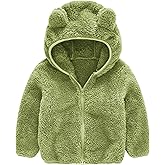 Karlywindow Toddler Baby Boy Girl Little Cute Bear Hoodie Jacket Sherpa Fuzzy Winter Warm Sweatshirt Coat