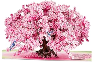 Bonsai Cherry Pop Up Cards, Blue Bird, 3D Greeting Cards, Gift for Birthday, Mothers Day, Anniversary, Valentines Day, Mom, W