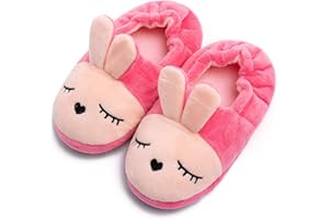 eccbox Toddler Boys Girls Cute Slippers Unicorn Fluffy Fuzzy Winter Warm Slippers Cartoon Animal Plush Indoor House Slip-on Shoes