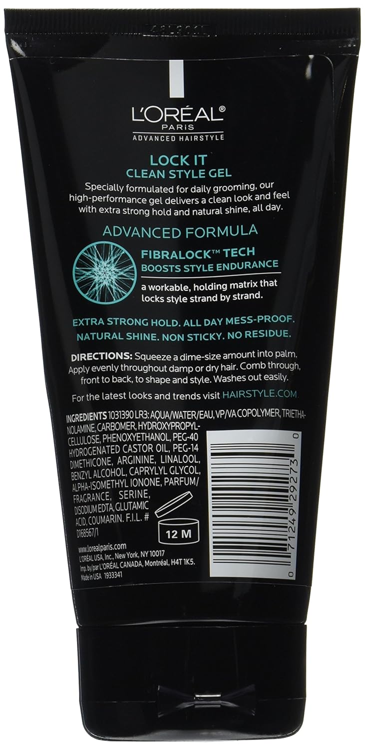 L'Oreal Paris Hair Care Advanced Hairstyle Lock It Clean Style Gel, 5.1 Fluid Ounce : Beauty