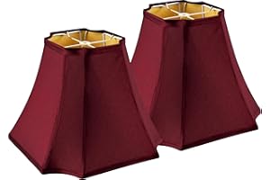 GO&SO 13.2" Medium Burgundy Lampshades Red,Square Cut Corner Lamp Shades for Floor and Table Lamps, 6.5x13.2x10.6", Burgundy, Natural Lampshade Replacement, Easy Assembly Required (Set of 2)