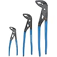 CHANNELLOCK GLS-3 3-Piece GRIPLOCK Tongue & Groove Pliers Set, 6.5", 9.5", 12.5" Water Pump Pliers, Patented PERMALOCK Fastener, Forged High Carbon Steel, Made In the USA