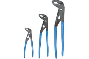 CHANNELLOCK GLS-3 3-Piece GRIPLOCK Tongue & Groove Pliers Set, 6.5", 9.5", 12.5" Water Pump Pliers, Patented PERMALOCK Fastener, Forged High Carbon Steel, Made In the USA