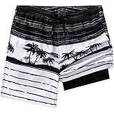 Aueyan Mens Swim Trunks with Compression Liner 7 inch Quick Dry Beach Board Shorts