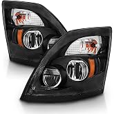 AmeriLite Black [Extreme LED High/Low Beam] 6000K Replacement Headlights Set For Volvo VNL/VNX - Driver and Passenger
