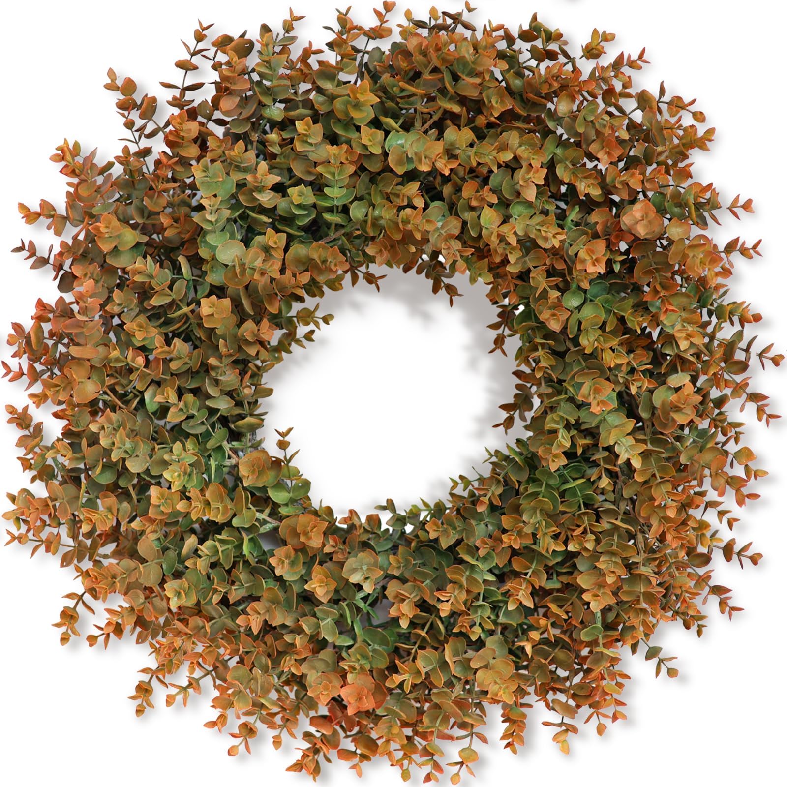 Photo 1 of 26" Fall Wreath for Front Door, Porch, Window - Large Artificial Boxwood Leaves Outdoor Wreath for Home, Farmhouse Harvest Festival Thanksgiving Day Autumn Decor