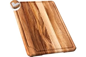 Teak Wood Cutting Board 17inch Wooden Chopping Board Wood Cutting Board with Grip Handles Holiday Gift Ideas for Men and Wome