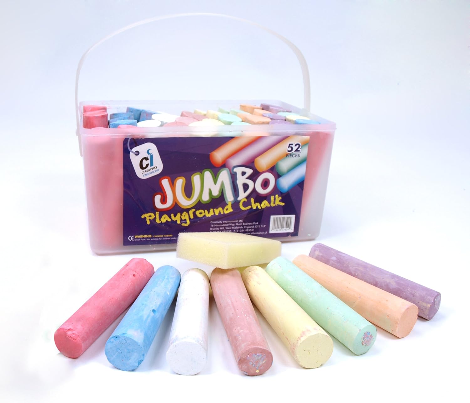 Jumbo Chalk Bucket 52 Sticks of Assorted Coloured Chalk Amazon.co.uk