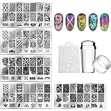 Biutee 5pcs Nail Stamping Plates + 1 Stamper + 1 Scraper Lace Flower Animal Pattern Nail Art Stamp Stamping Template Image Plate Nail Art Stamper Scraper Nails Tool