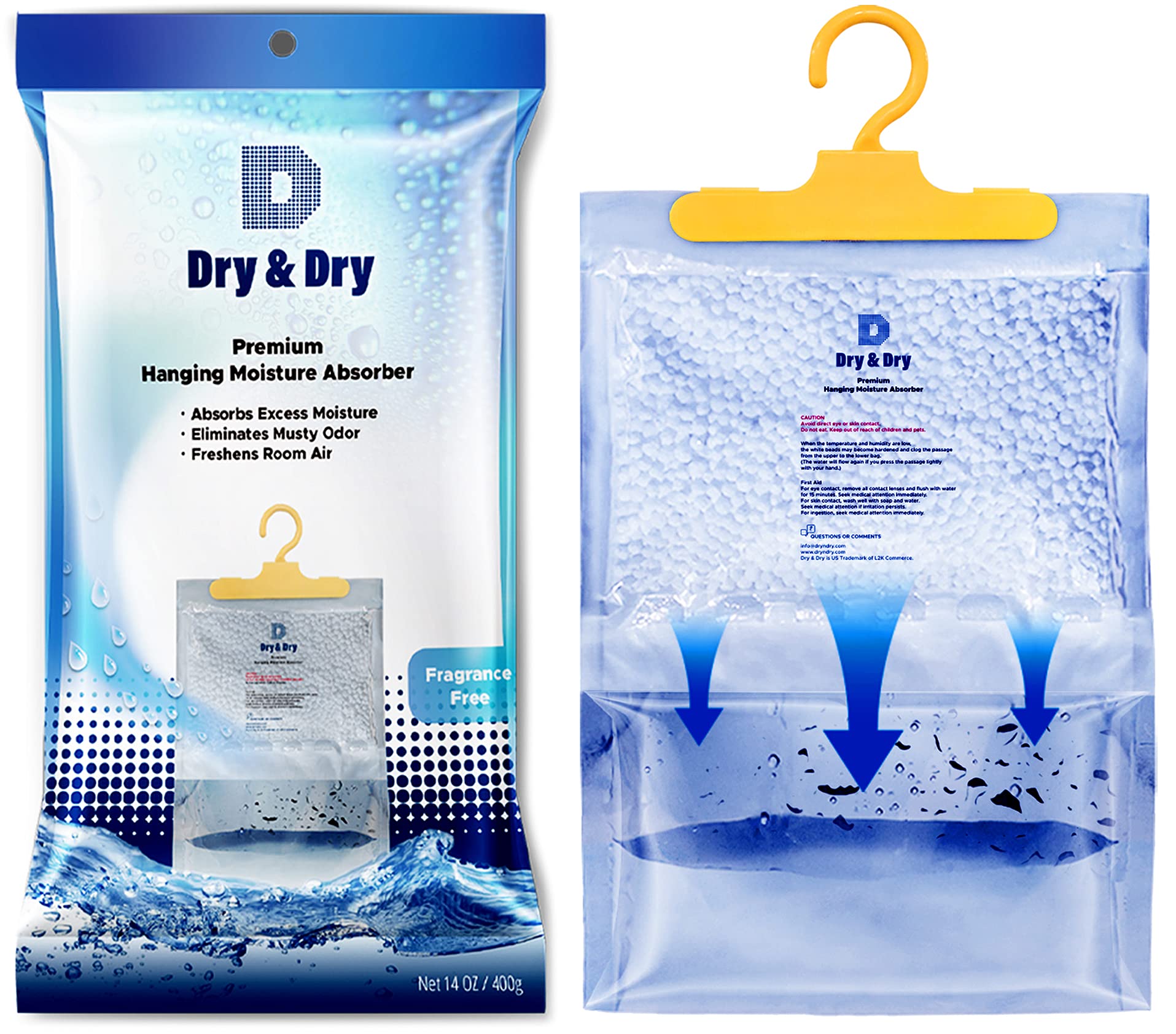 Dry & Dry 6 Packs [Net 7 Oz/Pack] Moisture Absorbers Dehumidifiers for Home Dehumidifier for Basement for Bedroom Small Dehumidifiers - Moisture Absorbers