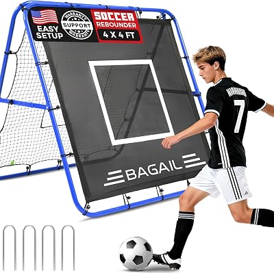 BAGAIL Double Sided Rebounder Net 120x120cm Football Goals Portable Practice