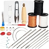 Upholstery Sewing Kit, Heavy Duty Sewing Kit with Upholstery Needle and Thread, Canvas Repair Kit Include Sewing Awl & Leather Sewing Needles and Nylon Thread for Repairing Leather, Shoes, Furniture