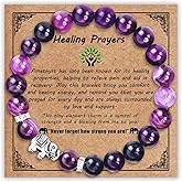 SmileBelle Get Well Gifts for Women After Surgery, Healing Bracelets as Inspirational Gifts Amethyst Bracelet for Breast Cancer Survivor Crystal Bracelet as Elephant Decor for Care Package