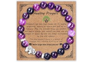 SmileBelle Get Well Gifts for Women After Surgery, Healing Bracelets as Inspirational Gifts Amethyst Bracelet for Breast Canc